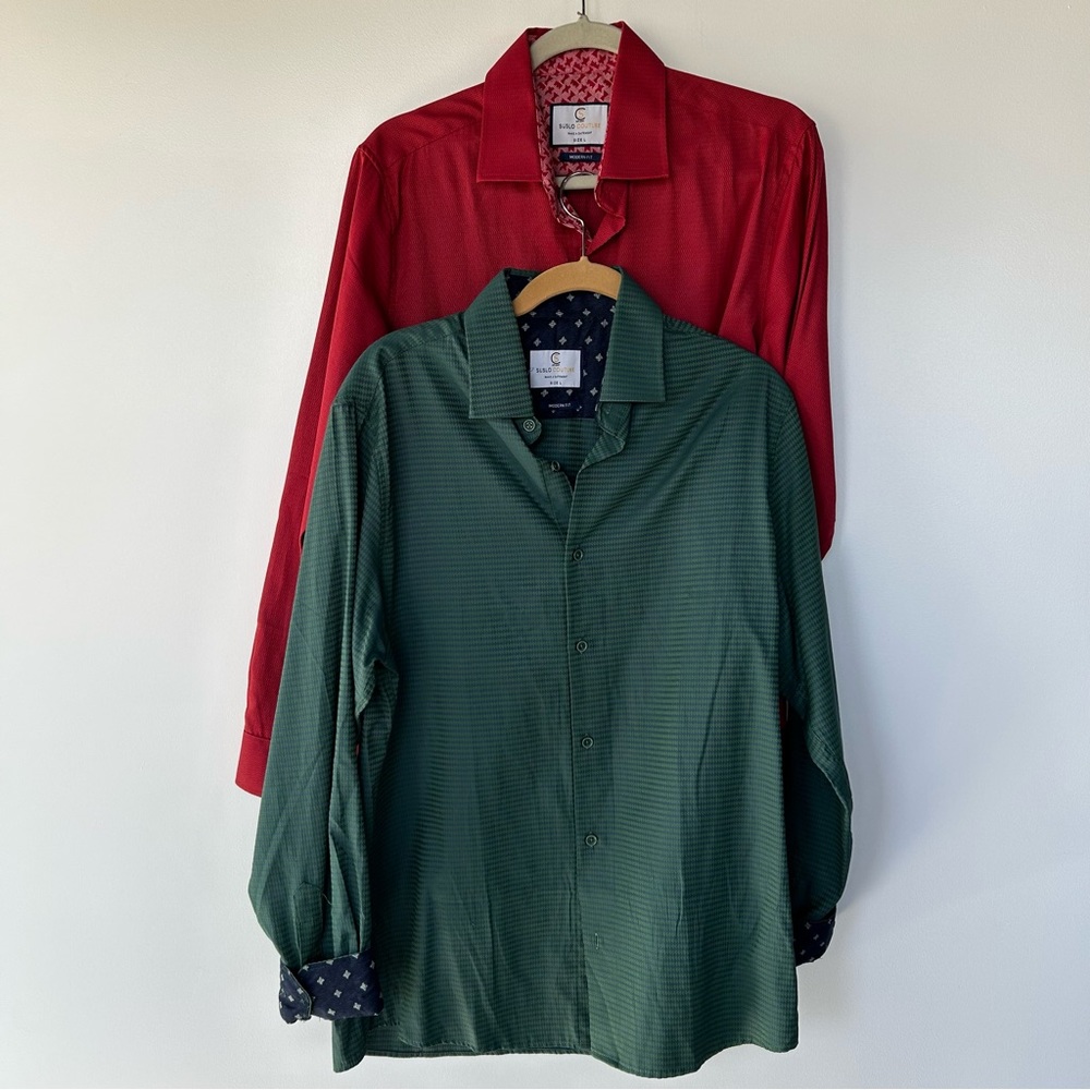 2 Suslo Couture Men's Modern Fit Long Sleeve Shirts